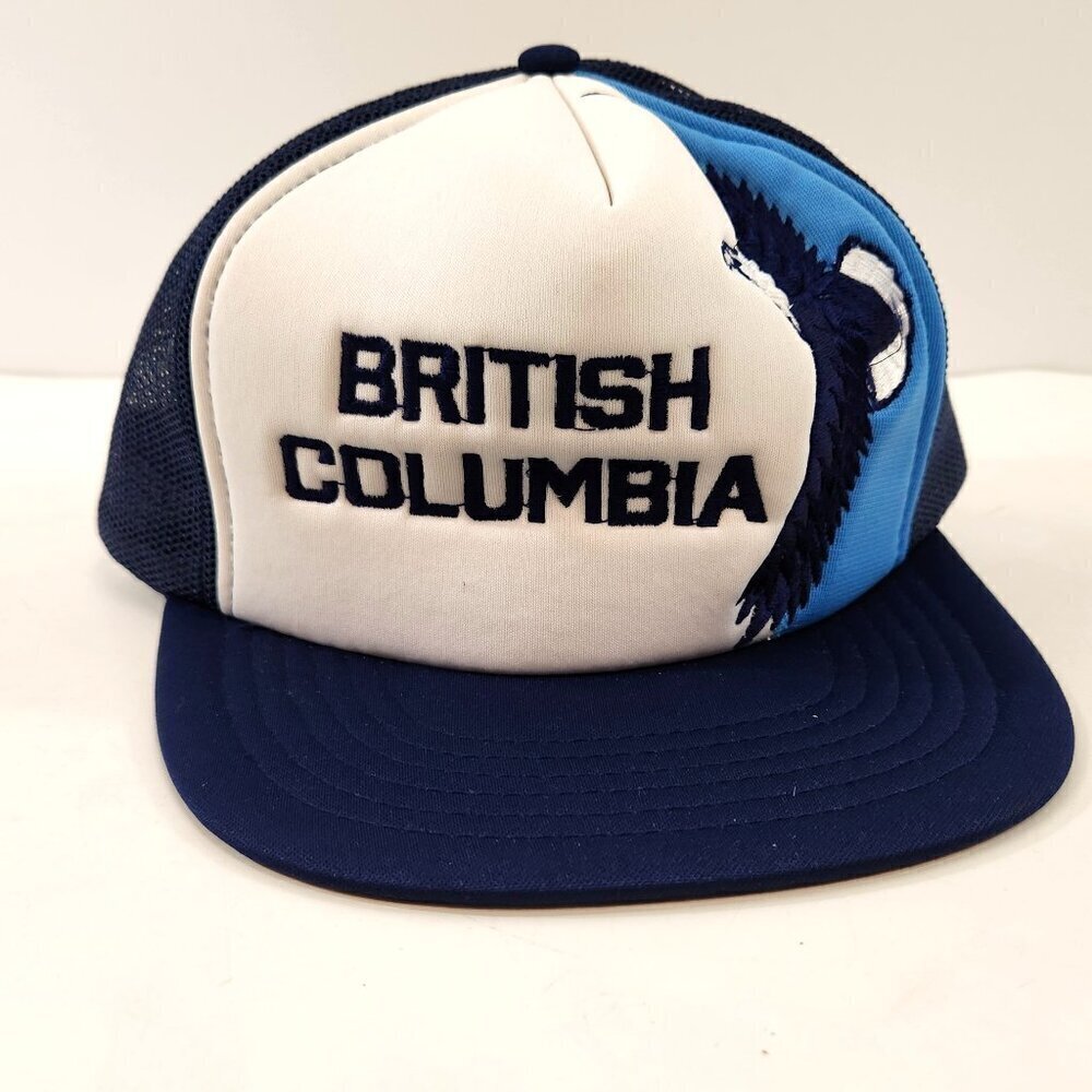 Vintage British Columbia Eagle Trucker Hat Embroidered